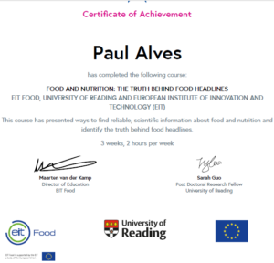 Paul Alves  Food And Nutrition Certification